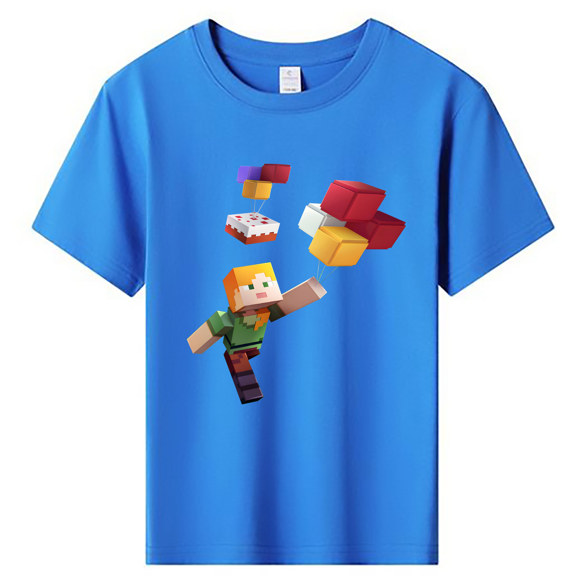 （画像用） マインクラフト ブロックの世界 Minecraft MC Block world 綿100％キッズTシャツ（フロントプリント）